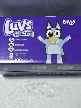 Luvs Platinum Protection Diapers - Bluey Design, Purple Pack
